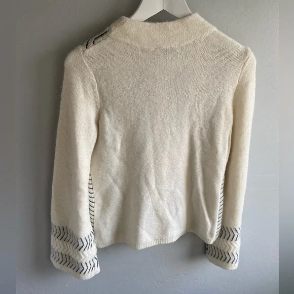 Mint Velvet Chalk Coloured Chevron Patterned Alpaca Blend Jumper UK 8 - Picture 2 of 7